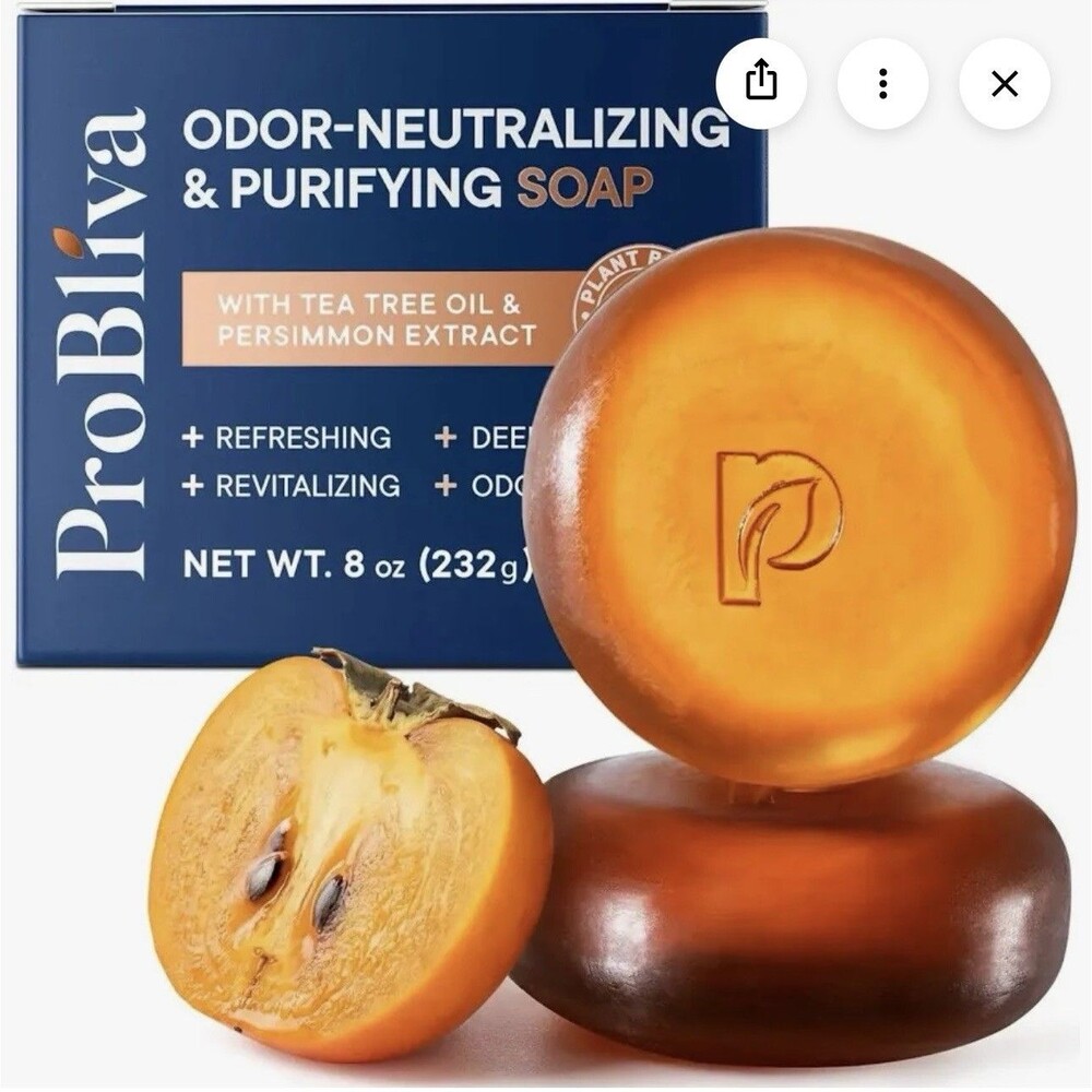 Persimmon Soap for Aging Odor - Purifying Tea Tree & Green Tea Body Bar, 2 Pack